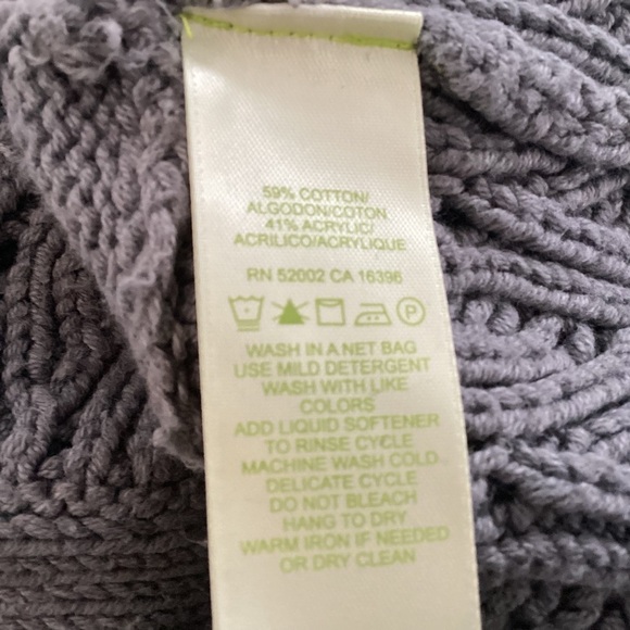 Sigrid Olsen gray cotton knit shawl collar/ open knit peplum and belled cuffs M - Picture 8 of 9